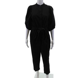 Heidi Merrick Womens Button Down belted Jumpsuit Black Size Extra Small